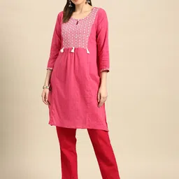 Anouk Floral Yoke Design Thread Work Kurta image 3
