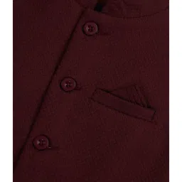 Gini & Jony Kids Maroon Solid Nehru Jacket image 3