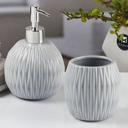 Kookee Grey 2 piece Abstract Ceramic Bath Accessories Set-picture-22