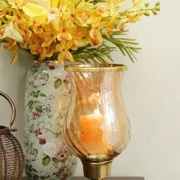 Pure Home and Living Gold Glass Swirl Textured Candle Holder With Stand-picture-27