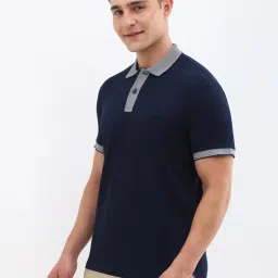 Allen Solly Navy Cotton Regular Fit Polo T-Shirt image 3
