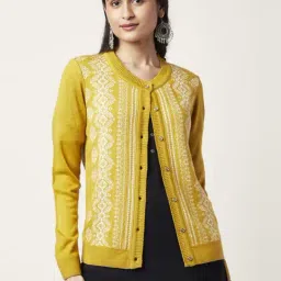 Rangmanch by Pantaloons Mustard Jacquard Pattern Cardigan-picture-25