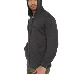Turtle Charcoal Grey Regular Fit Self Pattern Hooded Sweatshirt image 3