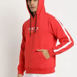 Turtle Red Regular Fit Printed Hooded Sweatshirt image 3