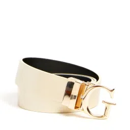 Guess Men Black Beige Polyurethane Solid Reversible Belts with Pin Buckle image 3