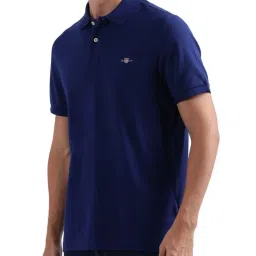 Gant Blue Cotton Regular Fit Polo T-Shirt image 3