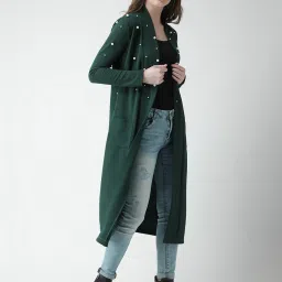 KASSUALLY Green Embellished Long Shrug image 3