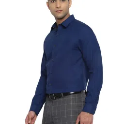 Turtle Navy Regular Fit Self Pattern Shirt image 3