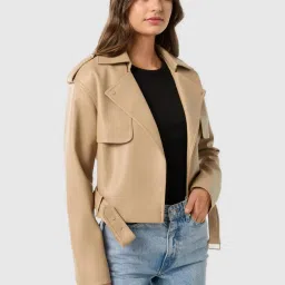 Forever New Beige Regular Fit Solid Coat image 3