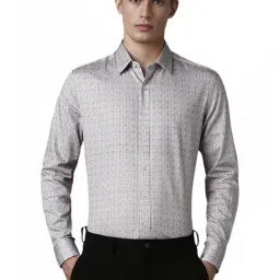 Louis Philippe Grey Cotton Slim Fit Printed Shirt-picture-25