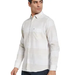 METTLE Cream Regular Fit Striped Shirt image 3