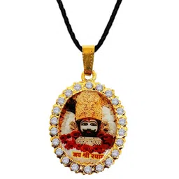 inites Golden Nug Engraved Hindu God Lord Jai Shri Baba Khatu Shyam Ji Locket Pendant With Cotton Dori-picture-39