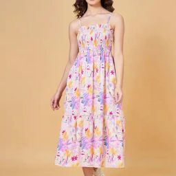 People by Pantaloons Off-White Printed A-Line Dress-picture-25