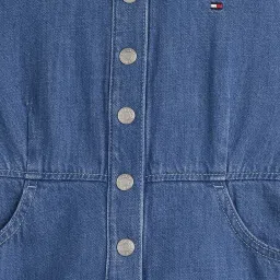 TOMMY HILFIGER Girls Blue Solid Dress image 3