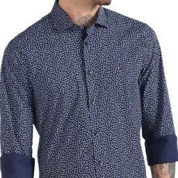 Tommy Hilfiger Navy Printed Slim Fit Shirt-picture-14