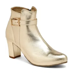 Flat N Heels Women's Gold Casual Booties image 3