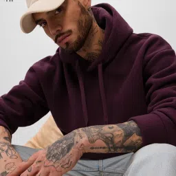 The Souled Store Purple Cotton Polyblend Loose Fit Hoodies image 3