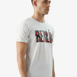 The Souled Store White Regular Fit Printed T-Shirt image 3