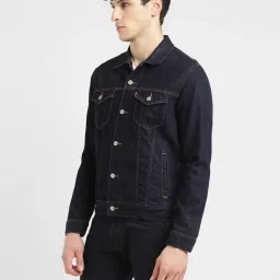 Levi's Blue Regular Fit Embroidered Denim Jacket image 3