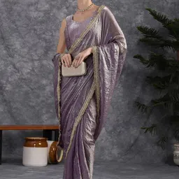JAINICA Embellished Sequinned Tissue Saree image 3