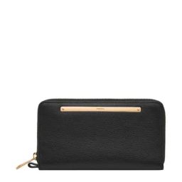 Fossil Liza Black Solid Zip Around Wallet for Women-picture-46