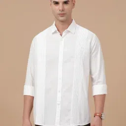 CAVALLO by Linen Club White Linen Blend Slim fit casual shirts-picture-31