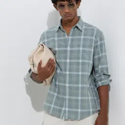 WES Casuals by Westside Sage Checks Design Relaxed-Fit Cotton Shirt-picture-19