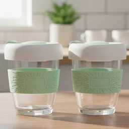 TASKHOUSE Green & Transparent Solid Glass Glossy Cups Set of Cups and Mugs-picture-25