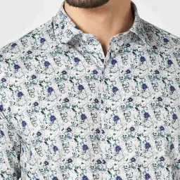 Peregrine By Pantaloons White Cotton Slim Fit Printed Shirt image 5