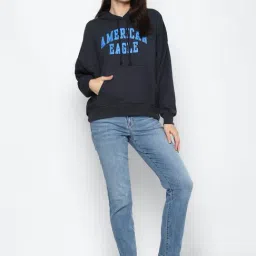 American Eagle Outfitters Navy Graphic Print Hoodie image 4