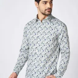 Peregrine By Pantaloons White Cotton Slim Fit Printed Shirt image 3