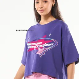 Bewakoof Blue Oversized Graphic Short T-Shirt-picture-42