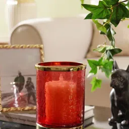 Pure Home and Living Red Aluminium Hammered Votive With Base-picture-44