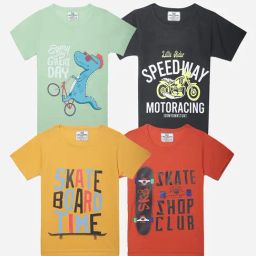 Vimal Jonney Boys Multicolor Printed T-Shirt (Pack Of 4)-picture-16