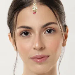 Abdesigns Gold-Tone Plated Polki Kundan Studded And Beaded Maang Tikka Headpiece-picture-11