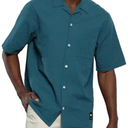 Tommy Hilfiger Teal Relaxed Fit Texture Shirt-image-3