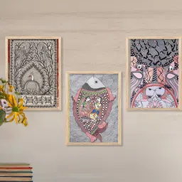 walllane Madhubani Wall Art With Frame Home Decor Wall Painting For Living Room Office Bedroom-picture-10
