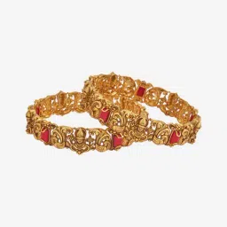 Kushal's Fashion Jewellery Coral Gold Polished Antique Bangle for Women image 3