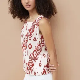 Colour Me By Melange Off White Regular Fit Printed Top image 3