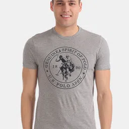 U.S. Polo Assn. Men Grey Solid Round Neck T-shirt-picture-43