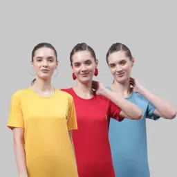 Vimal Jonney Yellow & Red Cotton Sports T-Shirt - Pack Of 3-picture-15