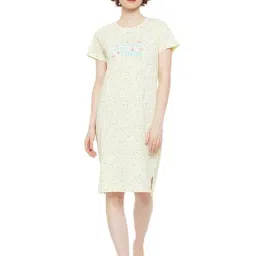 MADAME M Secret Yellow Graphic Print T-Shirt Dress-picture-40