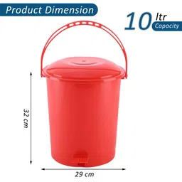 Kuber Industries Red 2 Pieces One Tab Pedal Dustbin 10L image 5