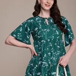 Nautica Floral Print Tiered Flared Sleeve A-Line Mini Dress-picture-38