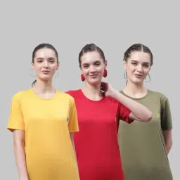 Vimal Jonney Yellow & Red Cotton Sports T-Shirt - Pack Of 3-image-60