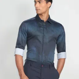 Arrow New York Blue Cotton Slim Fit Printed Shirt-picture-15