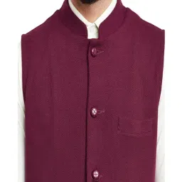 Hypernation Maroon Slim Fit Cotton Waistcoat image 4
