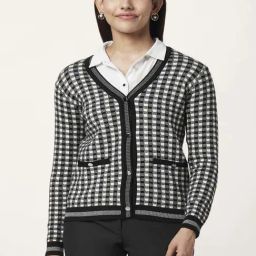 Annabelle by Pantaloons Black & Grey Chequered Cardigan-picture-33