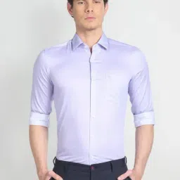 Arrow Purple Cotton Slim Fit Printed Shirt-picture-24