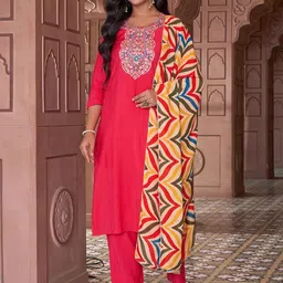 KALINI Women Ethnic Motifs Embroidered Regular Thread Work Kurta with Trousers & With Dupatta-picture-39